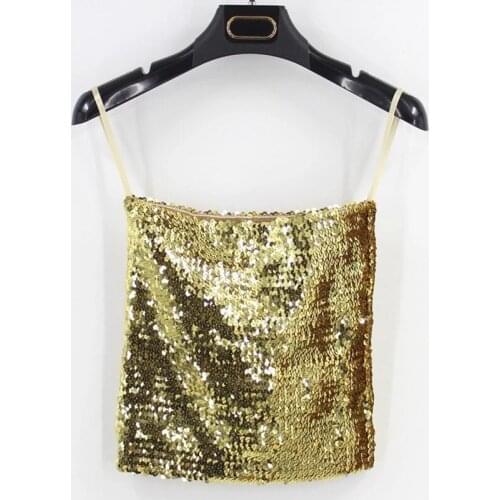 Feminino Cotton Tank Tops Hot Sale Free Shipping 2020 Sexy Elastic Slim Sequined Vest Women