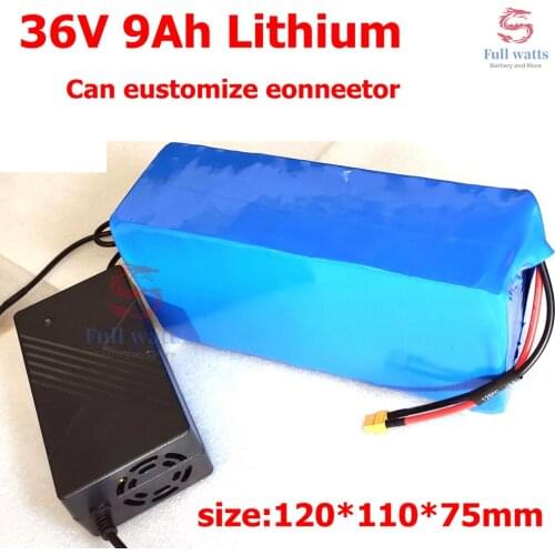36v 9AH Lithium Battery Li-ion 18650 10S Power Wheelchair Battery 10Ah DC Power for 500w Electric Bicycle Motor + 42v 2A Charger