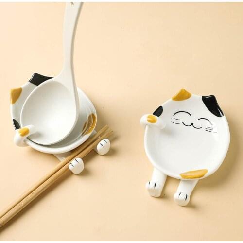 Cartoon Ceramic Pot Cover and Pancake Turner Rack Chopsticks and Spoon Storage Rack Kitchen Pot Cover Holder