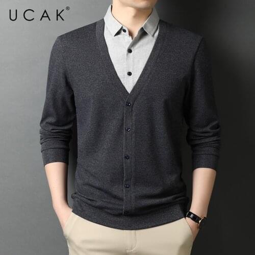 UCAK Brand Classic Casual Turn-down Collar Striped T Shirt Men Clothes Autumn Cotton Streetwear Long Sleeve T-Shirts U5726