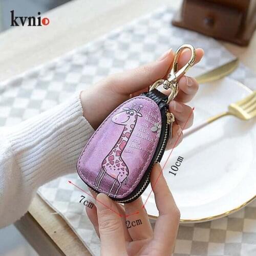 Men PU Leather Key Wallets Unisex Cartoon Zipper Bag Key Wallets Women Cute Printied pattern Key Case Organizer Slim