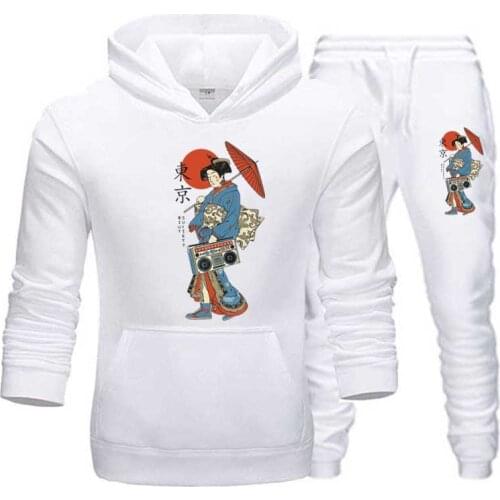 Mens Sets Tokyo Print Sportswear Casual hoodie set Riot Society tracksuit Streetwear Pullover hoodie+Pant men clothes wholesale