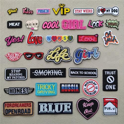 English Alphabet Patches for Clothing Embroidered Appliques Iron on Transfer Backpack Badges Letters Stripes Stickers on Clothes