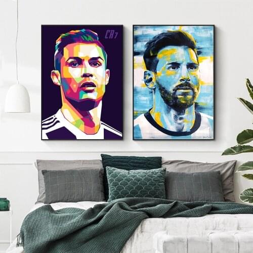 Super Football Star Canvas Painting Abstract Figure Wall Art Print Poster for Living Room Bedroom Home Pictures
