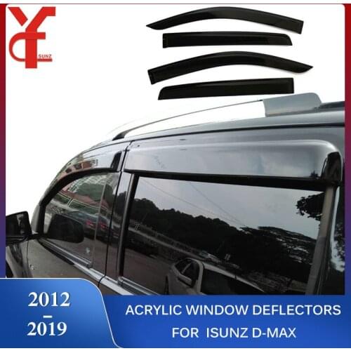 Window deflector Door Shield Of Accessory For ISUZU D-MAX 2012 2013 2014 2015 2016 2017 2018 2019 Black Rain Window Visor Ycsunz