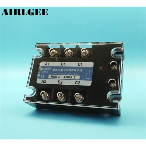 High Power 3 Phase SSR Solid State Relay AC70-280V Loading AC380V 25A with Aluminum Heat Sink