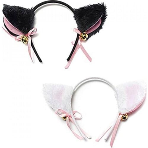 Cartoon Cat- Fox Ears Headband with Bell Bow for Anime Cosplay Party Costume Headband New Headwear Apparel Accessories