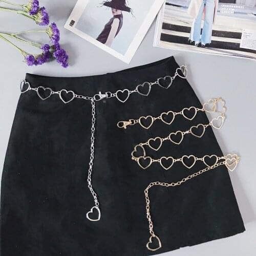 Fashion Women Waistband Pants Classic Waist Chain Love Heart Hollow Girdle Waist Belts 105cm Women Hip Hop Style Fine Waist Belt