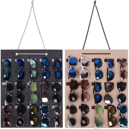 Practical Glasses Organizer Sunglasses Organizer Storage Hanging Bag Sunglasses Eyeglasses Display Wall Mount Organizer 15 Slot