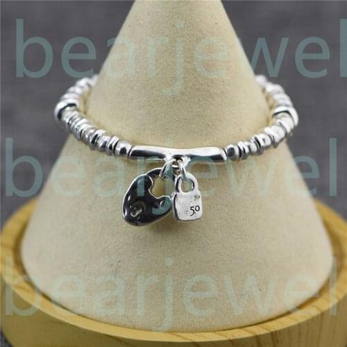 Premium Quality Silver Spanish Style 19CM Lock Beaded Bracelets For Women Anniversary Gifts