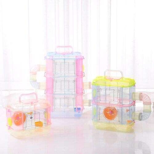 Hamster Transparent Multi-layer Crystal Cage Small Pet luxury Single Layer Double Layer Hamster House Outside The Pipe Cage