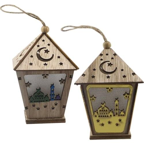 Ramadan Wood LED Lights Lantern Eid Mubarak Table Lamp Outdoor Party Decor