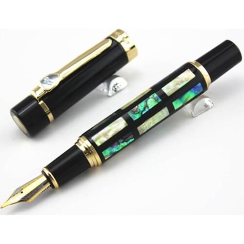 With Real Sea Shell Luxury Fountain Pen Jinhao 650 Black 18kgp Medium Nib Great Wall