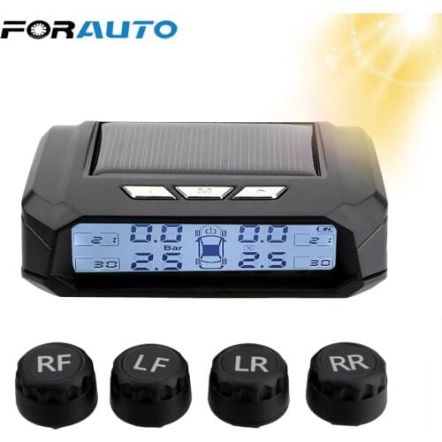 Tire Pressure Monitoring System Solar TPMS Temperature Warning Fuel Save With 4 External Sensors Car Tyre Pressure Monitor