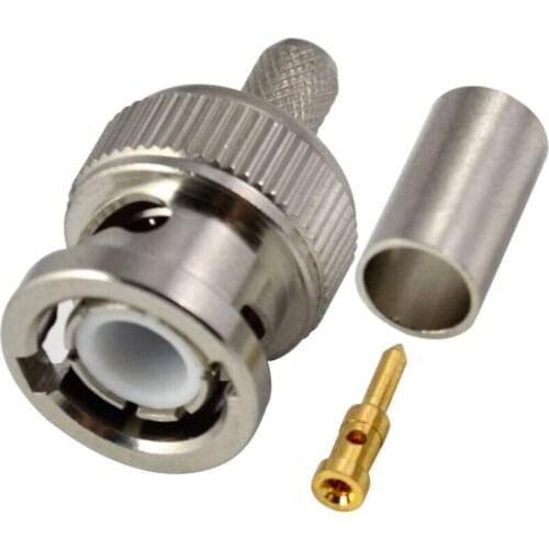 10Pcs/pack BNC Male Plug Connector RG58 RF Coax Cable Straight Connecter RG58 RG-58 Coax Crimp Plugs for CCTV