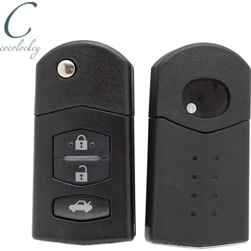 Folding Car Key Shell for MAZDA 2 3 5 6 RX8 MX5 Flip Remote Case Fob Auto Replacement 3Button Parts From Blank Key No Logo