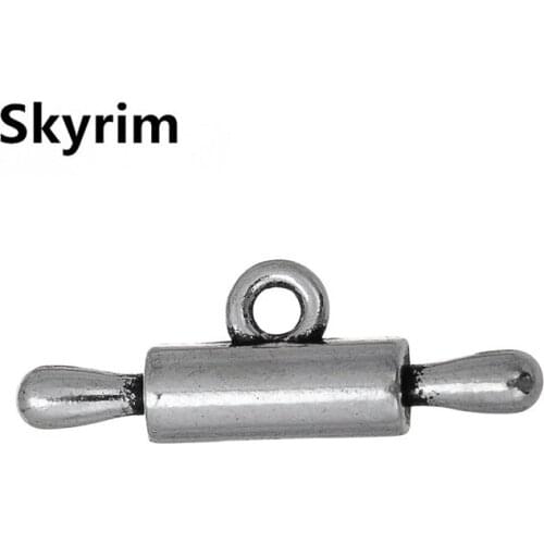 Skyrim 20PCS/Lot Hot Sale Funny Rolling Pin Shape Charms Fit DIY Necklace/Bracelet/Earring Handmade Findings Crafts As Gift