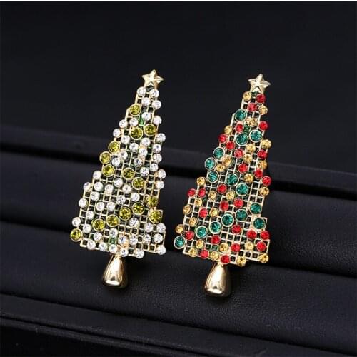 SWOUR New Fashion Jewelry Luxury Crystal Zircon Christmas Tree Design Suit Apparel Brooch Pin Collar For Women S574