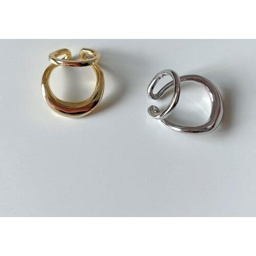 ONLY 1PC Authentic 925 Sterling silver White/ Gold Double Rows Wave Irregular Geometric Clip Earrings (No pierced) TLE2192