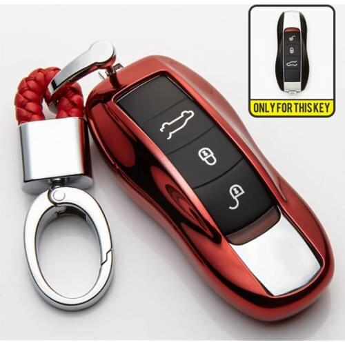 TPU Car Key Cover with PU Leather Key Holder For Porsche Cayenne 958 Macan 911 996 Boxster 986 987 Cayman 991 92A for Panamera