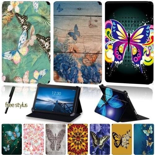 Universal Tablet Case for Lenovo Tab E7 /Tab E8 /Tab E10 Anti-Dust Butterfly Pattern Series Protection Case+Free Stylus