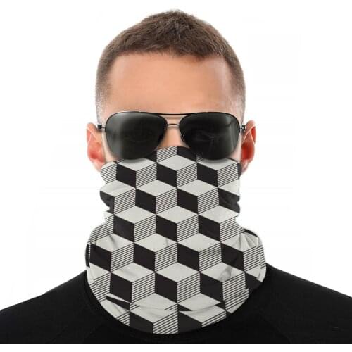 Black Gray Blocks Magic Scarf Neck Face Mask Men Women Halloween Neck Warmer Tubular Bandanas Protective Headband Biking Hiking