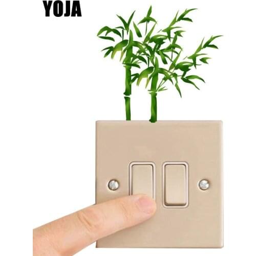 YOJA Green Bamboo Living Room Bedroom Wall Switch Sticker Personalized Decor 8SS0728