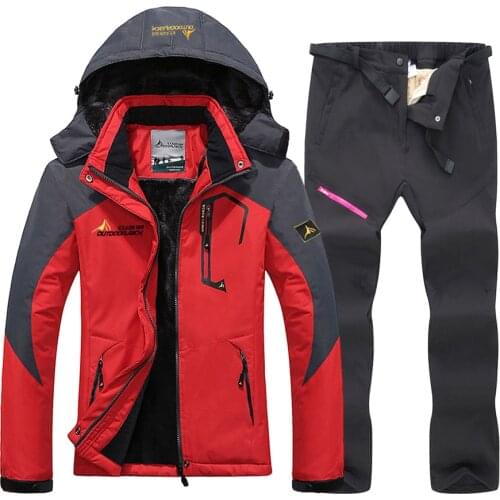 Womens Ski Suit Waterproof Windproof Skiing And Snowboard Jacket Winter Warm Fleece Jacket and Pants Set Outdoor Snow Costumes