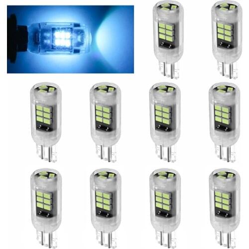 10PCS T10 W5W Car LED Lamps Glass Shell 194 168 For Auto Accessories Wedge License Plate Light Interior Bulbs 12V Diode White