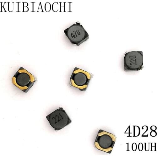 10pcs/lot SMD Power Inductor CDRH4D28 100UH 101 5*5*3mm shielded winding inductor