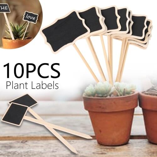 10pcs Mini Plant Labels Wooden Chalkboard Plant Markers Blackboard Signs Garden Flowers Plants Tags Garden Decoration Tools
