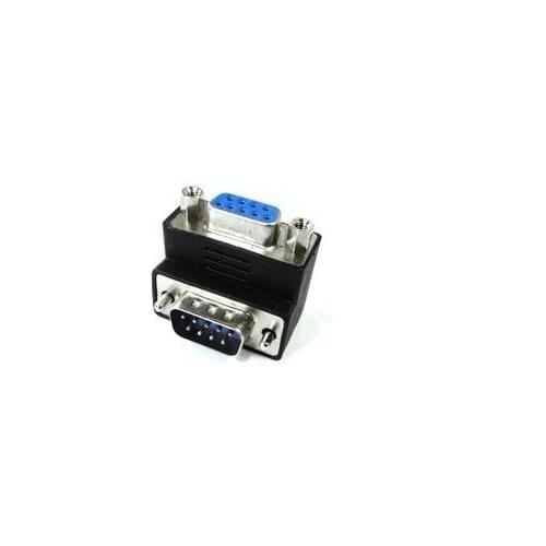 100pcs/lot free shipping Right Angle DB 9pin DB9 RS232 Male to Female M/F Extension Cable Adapter