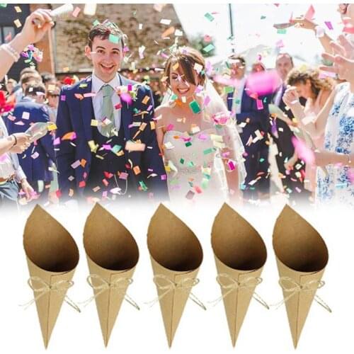 100pcs Creative Vintage kraft Paper cylinder Confetti Cones Wedding Party Decor F1CC