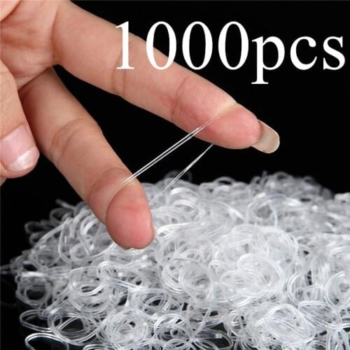 1000pcs Transparent Hair Holder Rubber Hairband Rope Silicone Ponytail Holder Elastic TPU Tie Gum Rings Girls Hair Accessories