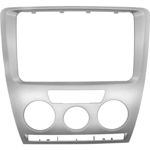 2 DIN Car Radio Fascia for Skoda Octavia 2007-2009 Manual AC stereo facia frame panel dash mount kit adapter trim Bezel