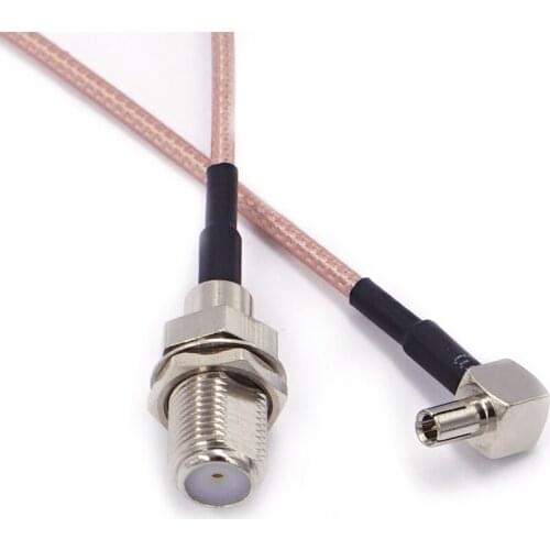 2 Pieces F Female Jack to TS9 Male Rightangle Plug pigtail Cable Extension Cable 15CM