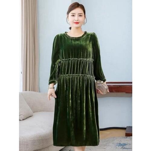 2020 Fashion women Brand OL style elegant velour dress,5XL 6XL 7XL Plus size Autunm and Winter women velvet dresses
