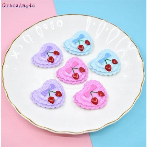 3pcs Dollhouse Food Imitation Cake Cherry Bow For Hair Jewelry Making Resin Flatback Love Heart Earrings Accessories Phone Case