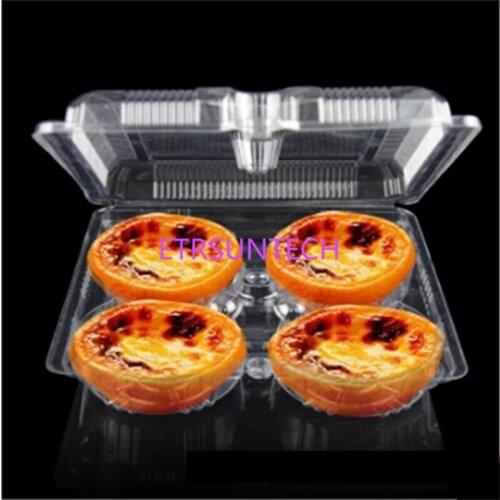 300pcs/lot 18cmx17cmx5cm Automatic buckle transparent baking plastic packaging boxes egg tart trays Factory wholesale