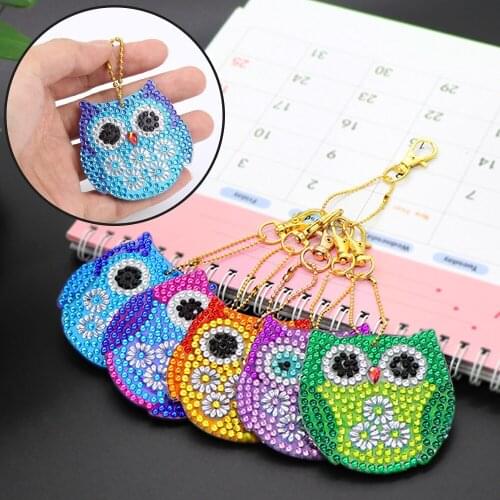 AZQSD Special Drill Diamond Painting Cartoon Keychain DIY Bag Decoration Diamond Mosaic Cross Stitch Owl Full Drill
