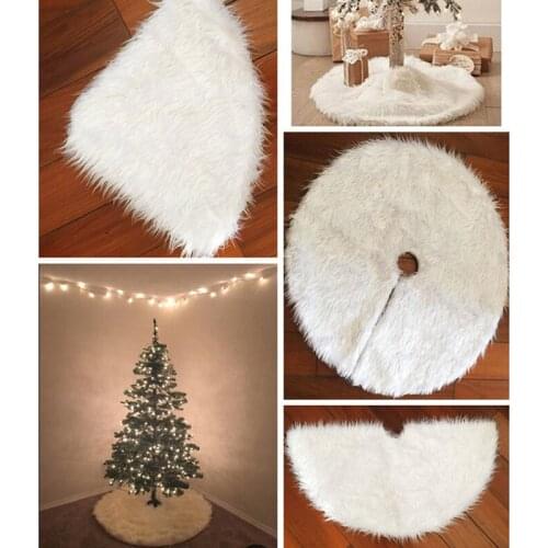White Plush Christmas Tree Skirt Aprons Christmas Tree Carpet Christmas Decorations for Home New Year Xmas Decor 31"/36"/48"