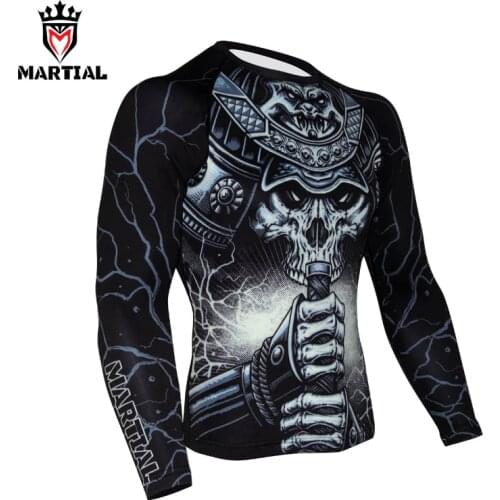 Martial: WARRIOR BJJ Rashguard Sublimation printed mma compression jersey Crossfit training shirts boxing shirts