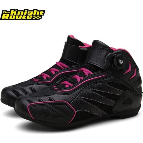 Pink Motorcycle Boots Breathable Endure Motorcyclist Motocross Shoes Motorbike Biker Chopper Cruiser Touring Ankle Shoes Men