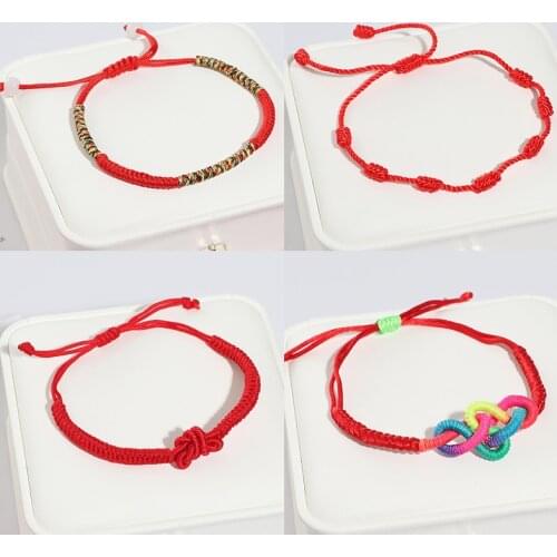 Color red rope braided bracelet lucky handmade red thread bracelet jewelry couple bracelet men and women wrist bracelet Trinket