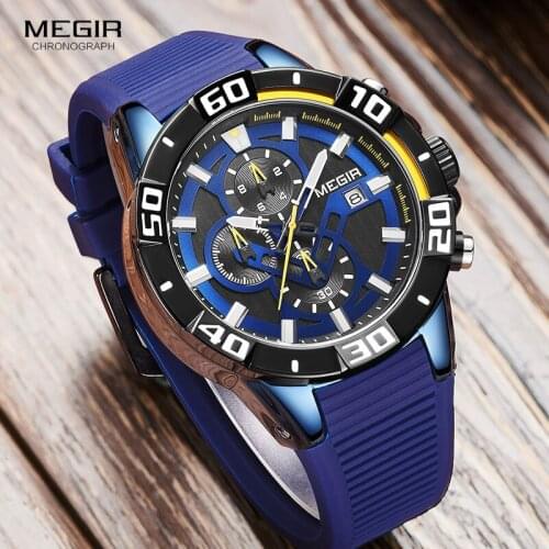 Relogio Masculino MEGIR Watch Men Car Creative Watches Man Fashion Casual Speed Racing Sports Chronograph Silicone Quartz Watch