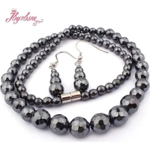 Black Round Faceted (No Magnetic) Hematite Natural Stone Beads For Lady Women Fashion Jewellery Necklace Earring Free Shipping