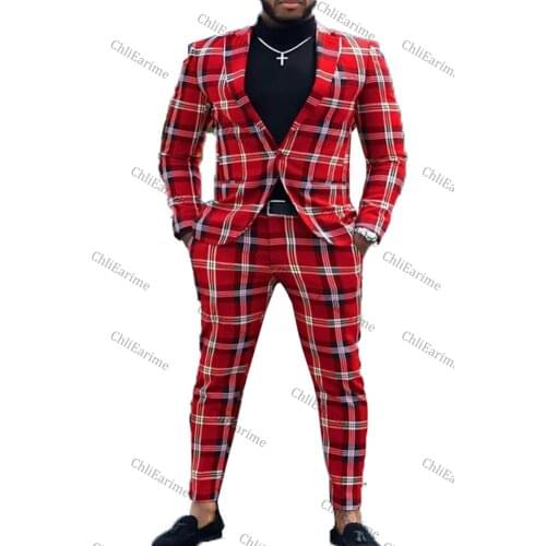 ChliEarime Men's Checked Trousers