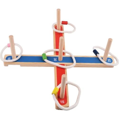 Wooden Tossing Ring Game Toy Set Hoop Ring Toss Garden Game Pool Toy Outdoor Fun Set Toys For Children Kids