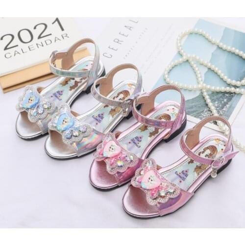 Disney Cartoon Children Frozen Aisha Princess Girls Non-slip Soft Bottom Crystal Sandals Party Show Shoes