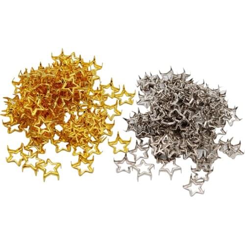 Fityle 100Pcs Metal Hollow Star Rivet Studs 12mm Pentacle Type Studs Nailheads Punk Bag Shoes DIY Accessories